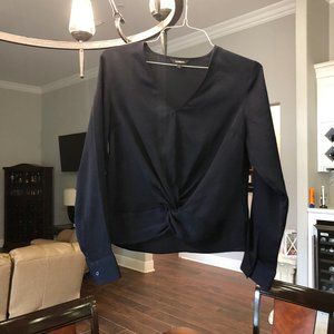 Navy Blue front Knot blouse